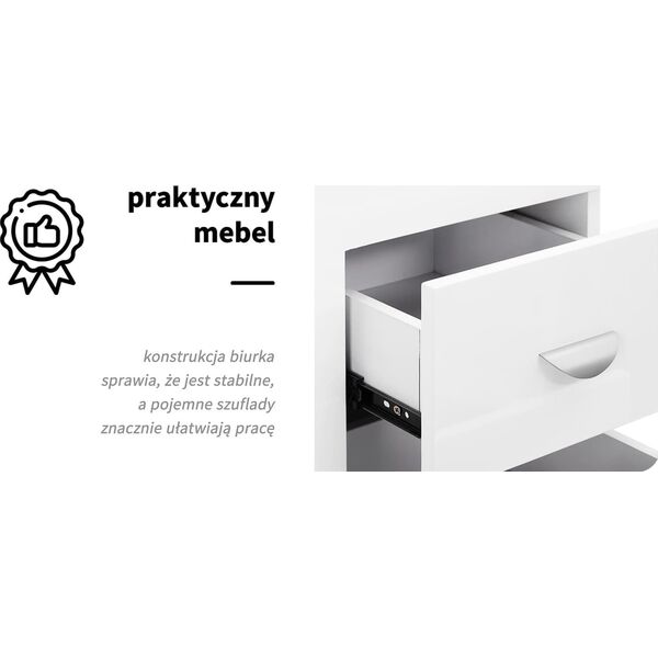 Activeshop Biurko kosmetyczne 312 z pochłaniaczem kasetowym białe lewe