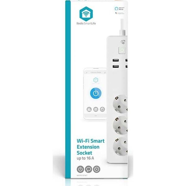 Nedis Nedis WIFIP312FWT inteligentna listwa zasilająca 3 x gniazdo sieciowe Typu F 1,8 m 4 3680 W Biały