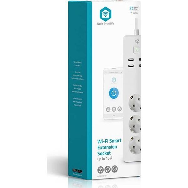 Nedis Nedis WIFIP312FWT inteligentna listwa zasilająca 3 x gniazdo sieciowe Typu F 1,8 m 4 3680 W Biały