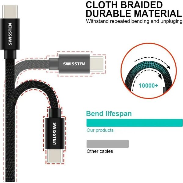 Kabel USB Swissten USB-A - USB-C 0.2 m Srebrny (71521103)