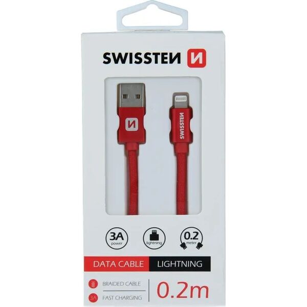 Kabel USB Swissten USB-A - Lightning 0.2 m Czarny (71523101)