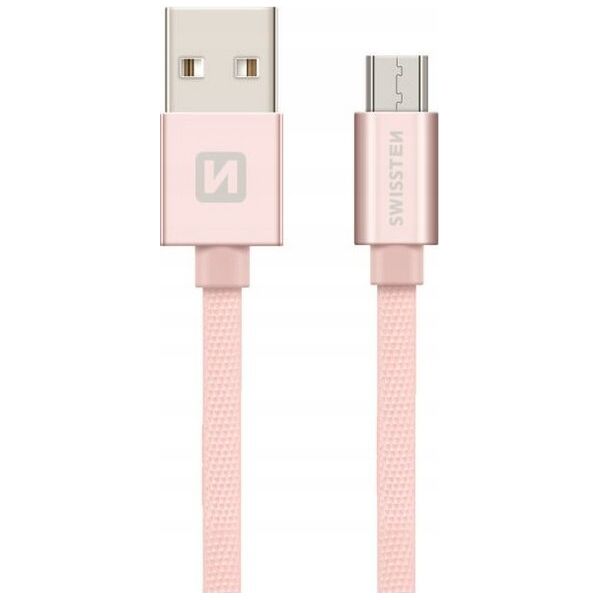 Kabel USB Swissten USB-A - micro-B 0.2 m Różowy (71522105)