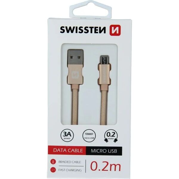 Kabel USB Swissten USB-A - micro-B 0.2 m Różowy (71522105)