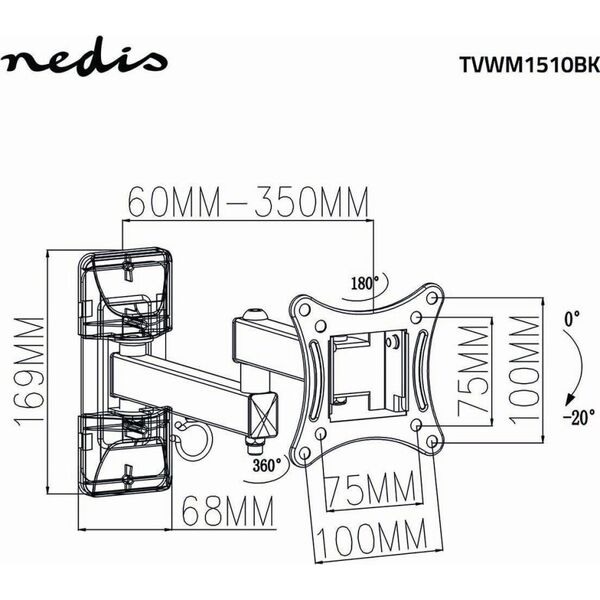 Nedis Nedis TVWM1510BK uchwyt do telewizorów 68,6 cm (27") Czarny