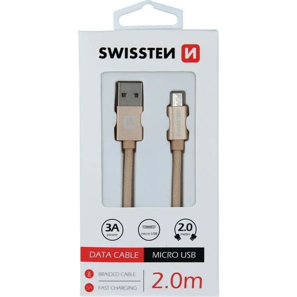 Kabel USB Swissten USB-A - micro-B 2 m Szary (71522302)