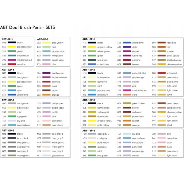 Tombow Tombow ABT-18P-1, 18 colours, Multicolour, Bullet tip & Brush tip, 0.8 mm, 1 cm, Black