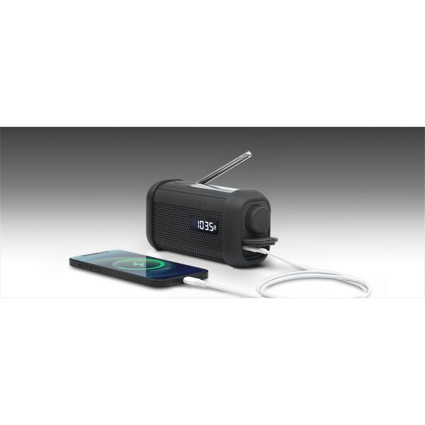 Radio Muse Muse | Portable Solar Radio with Crank and Flashlight | MH-08 MB | AUX in | Bluetooth | FM radio