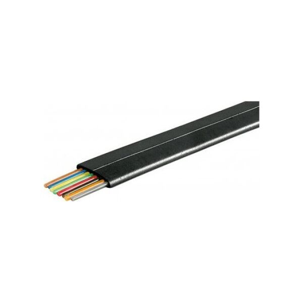 Goobay Kabel telefoniczny płaski rolka 8-przewodowy, 100 m rola, AWG 28, CCA (aluminium powlekane miedzią) - Wersja kolorystyczna Czarn