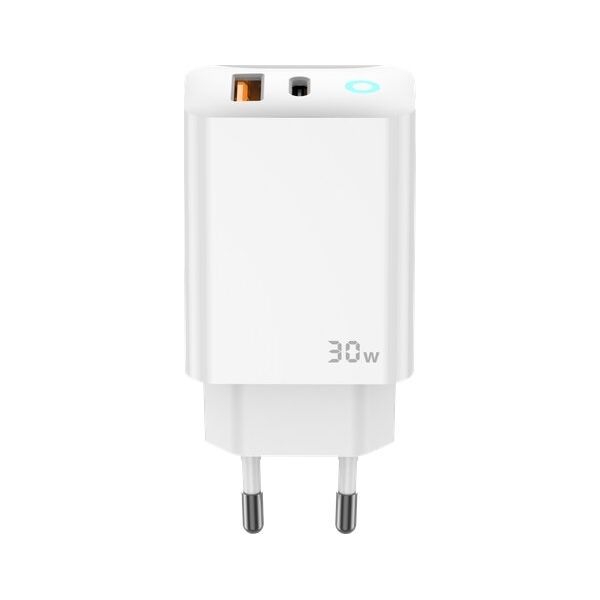 Ładowarka Jellico JELLICO ładowarka sieciowa EU13 GaN PD 30W 1xUSB-C + 1xUSB QC3.0 + kabel USB-C - Lightning Biały