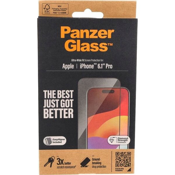 PanzerGlass PanzerGlass Ultra-Wide Fit iPhone 15 Pro 6.1" Screen Protection Easy Aligner Included 2810