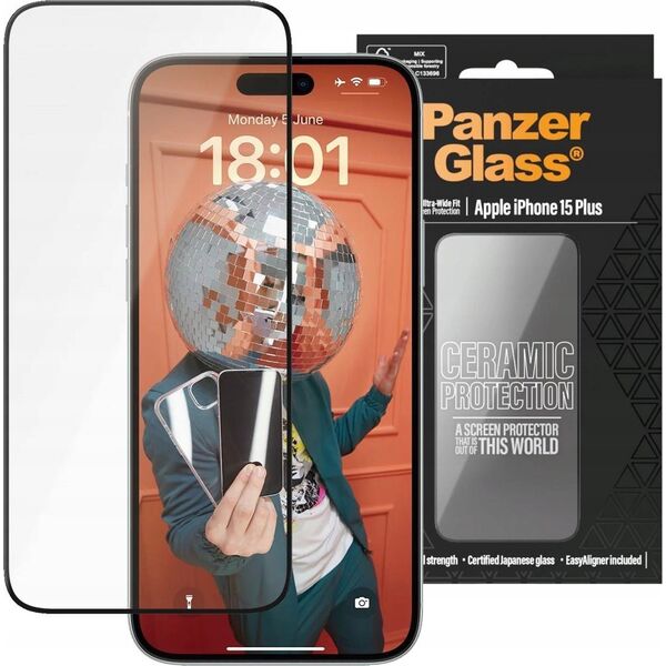 PanzerGlass PanzerGlass Ceramic Protection iPhone 15 Plus 6.7" Ultra-Wide-Fit Screen Protection Easy Aligner Included 2839