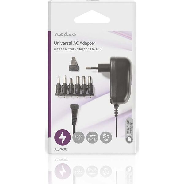 Nedis Nedis ACPA001 adapter zasilający/ inwentor Wewnętrzna 12 W Czarny