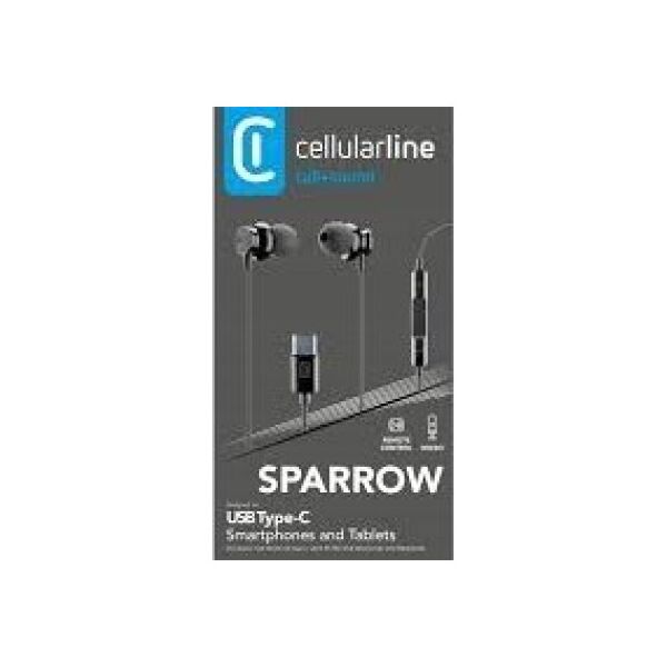 Słuchawki Cellular Line Cellularline USB-C In Ear Kopfhörer mit Mikrofon Schwarz