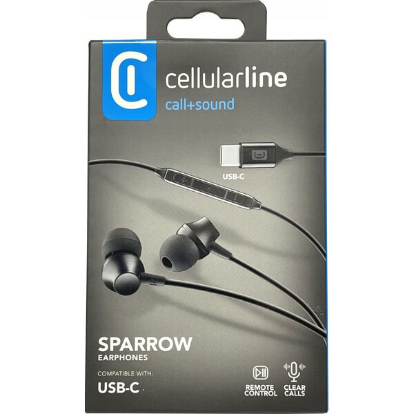 Słuchawki Cellular Line Cellularline USB-C In Ear Kopfhörer mit Mikrofon Schwarz