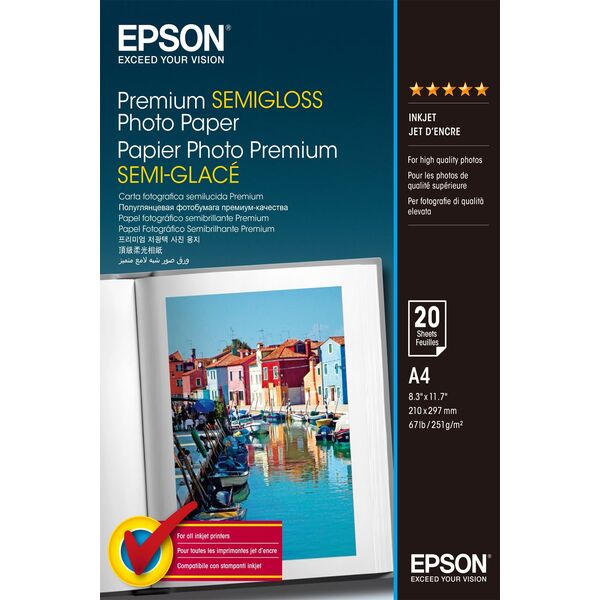 Epson Epson Premium Semigloss Photo Paper, DIN A4, 251g/mÂ², 20 Sheets | A4