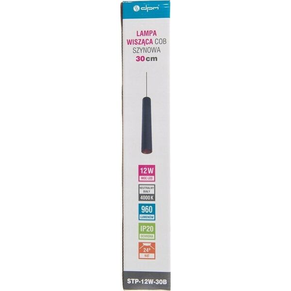 DPM Lampa wisząca szynowa, 12 W, 753 lm, 4000 K, 30 cm, czarna, X-LINE