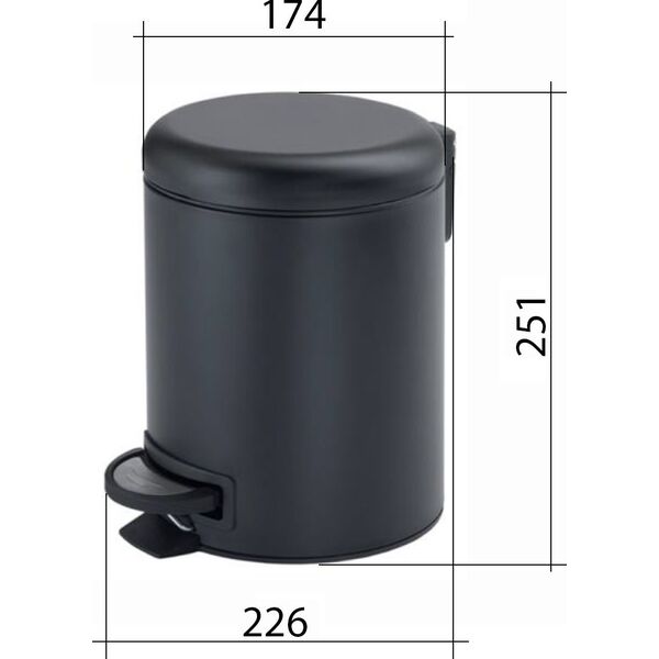 Kosz na śmieci Gedy POTTY PEDAL BIN 3 LT MATT BLACK