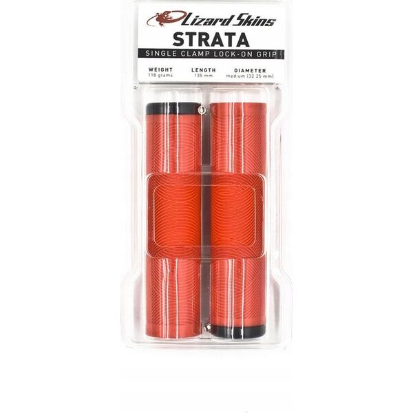 Lizard Skins Chwyty kierownicy LIZARDSKINS Single-Clamp Lock-On STRATA Candy Red klamry 130mm (NEW)