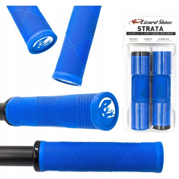 Lizard Skins Chwyty kierownicy LIZARDSKINS Single-Clamp Lock-On STRATA Deja Blue klamry 130mm (NEW)