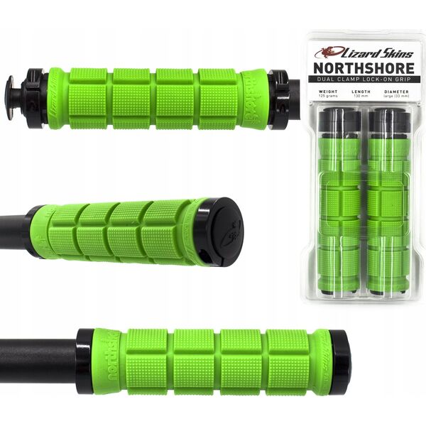 Lizard Skins Chwyty kierownicy LIZARDSKINS Dual-Clamp Lock-On NORTHSHORE - Lime Green (NEW)