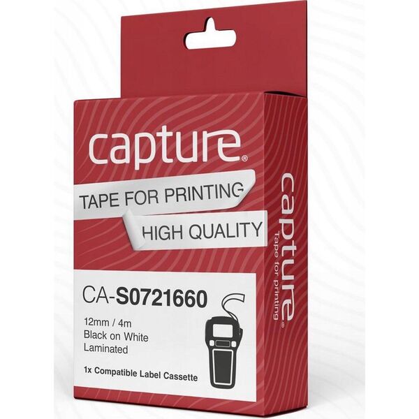 Capture 12mm x 4m Black on White