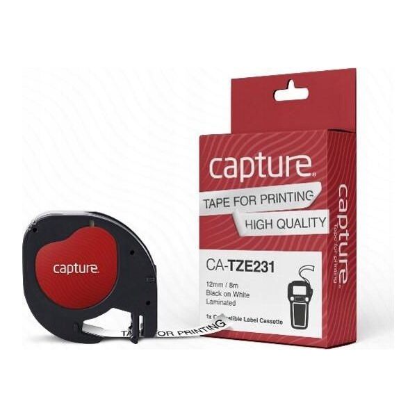 Capture 12mm x 4m Black on White