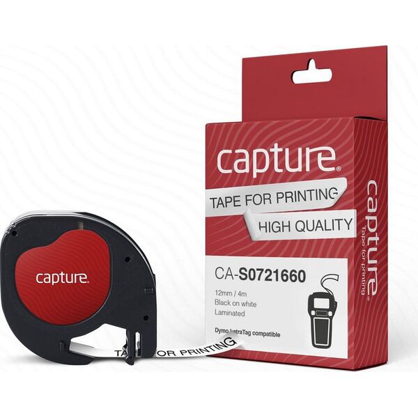 Capture 12mm x 4m Black on White