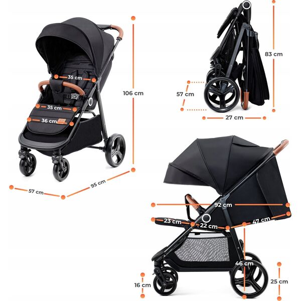 Wózek KinderKraft Sportinis vežimėlis Kinderkraft Grande Plus, Black