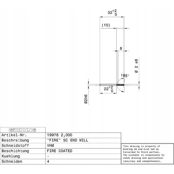 Ghring Carbide milling cutter GUHRING HA 18.0 mm