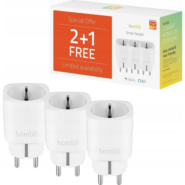 Avanca International BV Hombli smarte Steckdose EU, weiß, 2+1 Promo Pack