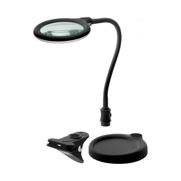 Lampka biurkowa Goobay Lampa lupa LED z podstawą/zaciskiem, 6 W, czarny