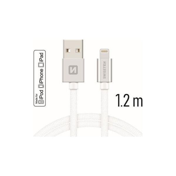Kabel USB Swissten Data Cable Textile USB / Lightning MFI 1.2 M Silver