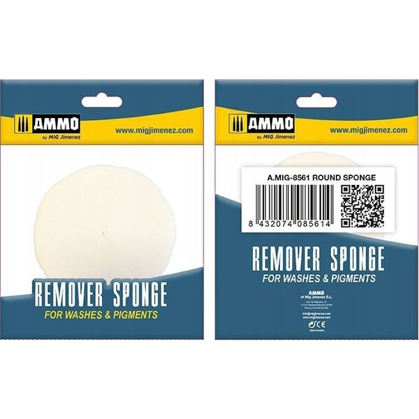 Vallejo Ammo: Remover Sponge for Washes & Pigments - Round Sponge (1)