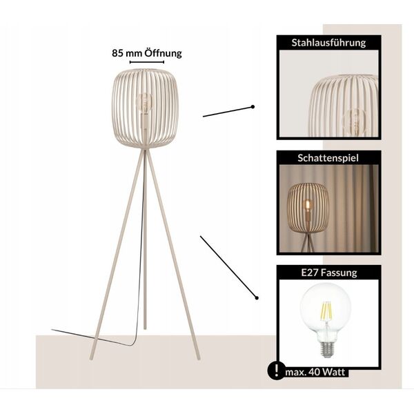 Lampa podłogowa EGLO FLOOR LAMP ROMAZZINA E27 900523 SAND