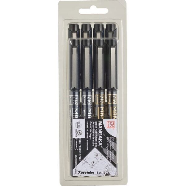 Artequipment ZIG CARTOONIST MANGAKA Black 8-set