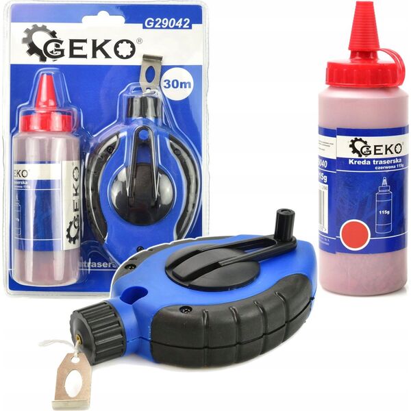 Geko Sznurek traserski 30m + kreda 115g czerwona