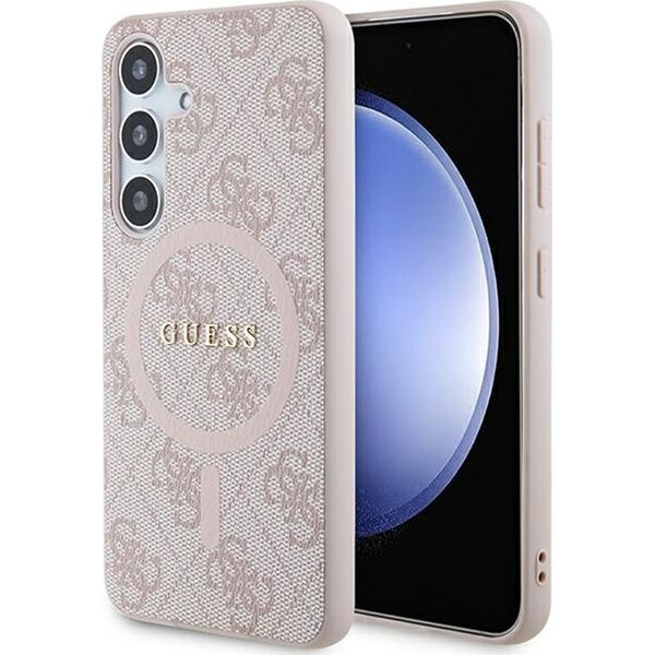 Guess Guess GUHMS24SG4GFRP S24 S921 różowy/pink hardcase 4G Collection Leather Metal Logo MagSafe