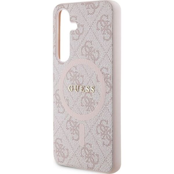 Guess Guess GUHMS24SG4GFRP S24 S921 różowy/pink hardcase 4G Collection Leather Metal Logo MagSafe