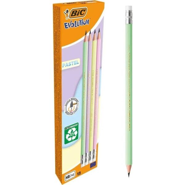 Teka Ołówek Evolution z gumk± pastel (12szt) BIC