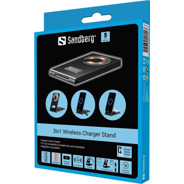 Ładowarka Sandberg 3in1 Wireless Charger Stand