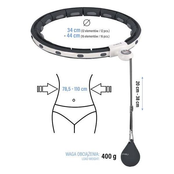 HMS HHM15 HULA HOP BLACK Z MAGNESEM I OBCIĄŻNIKIEM + LICZNIK HMS