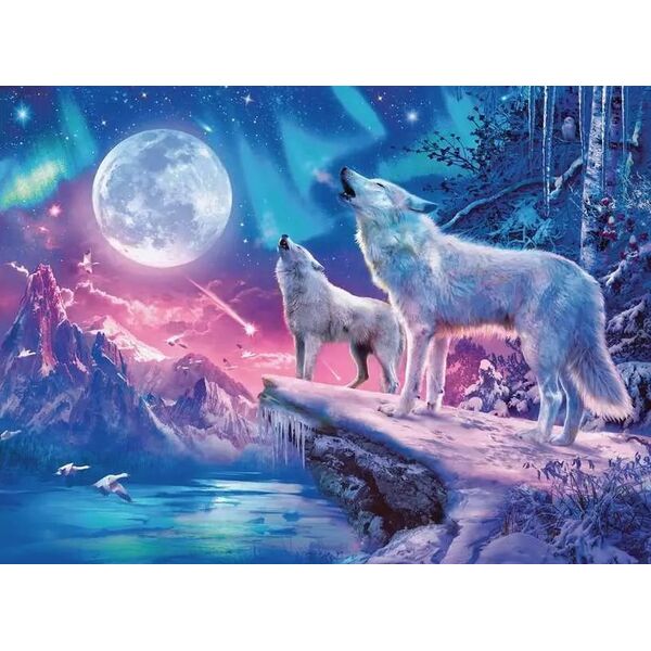 Ravensburger Puzzle 2D 500 ¦wiec±ce - Wilk w zorzy polarnej