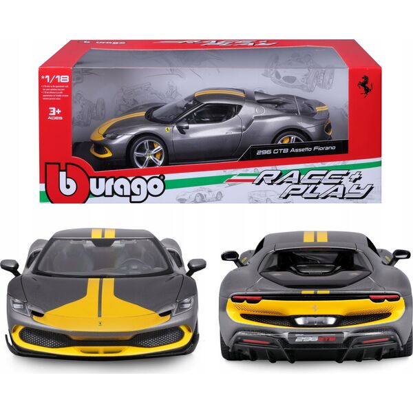 Bburago Ferrari 296 GTB Assetto Grey/Yellow 1:18 BBURAGO