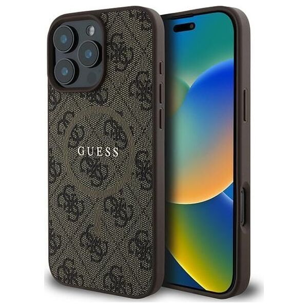 Guess Guess GUHMP16LG4GFRW iPhone 16 Pro 6.3" brązowy/brown hardcase 4G Ring Classic Logo MagSafe