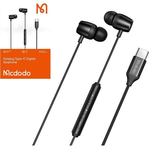 Słuchawki Mcdodo Słuchawki douszne, przewodowe Mcdodo HP-1050, USB-C (czarne)