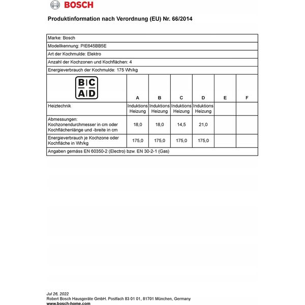 Płyta grzewcza Bosch HOB INDUCTION PIE645BB5E BSH