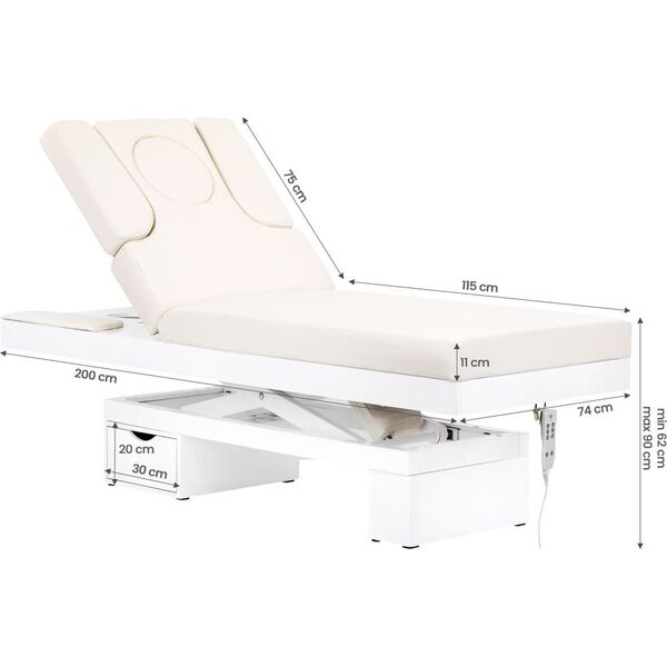 Activeshop Spa leżanka kosmetyczna Azzurro 815B świecąca white podgrzewana