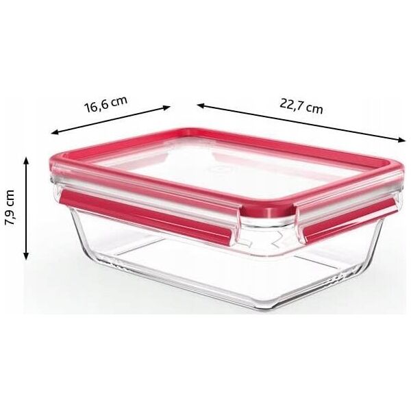 Emsa Emsa Clip&Close Glass Food Container 1,3 L  red