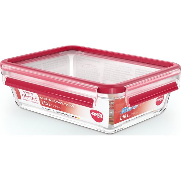 Emsa Emsa Clip&Close Glass Food Container  1,1 L