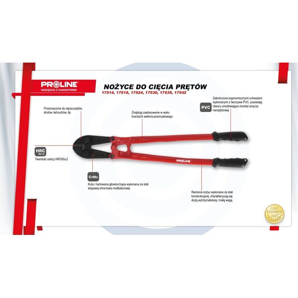 Pro-Line NOŻYCE DO PRĘTÓW 350MM/14",fi7MM/5MM,CRMO,HRC58-62,PROLINE
